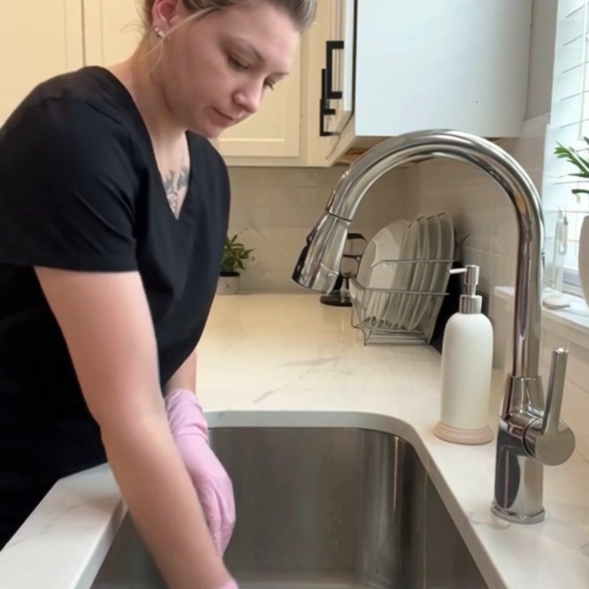 Owner of Pristine & Green providing detailed residential cleaning
